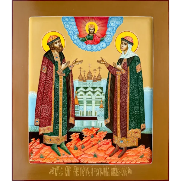 Рукописная икона Петр и Феврония